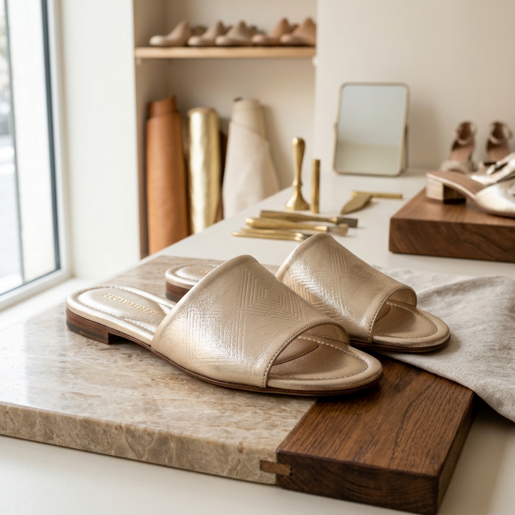 Valencia Champagne Metallic Slipper
